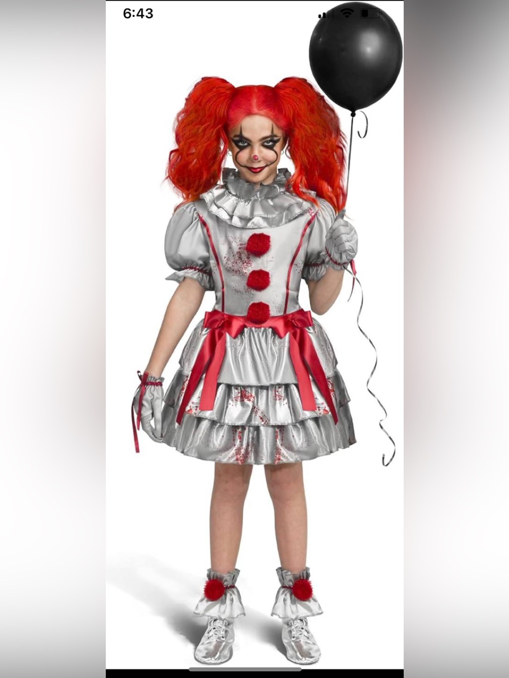 Girls Horror Clown Costume - Creepy Carnival Dress